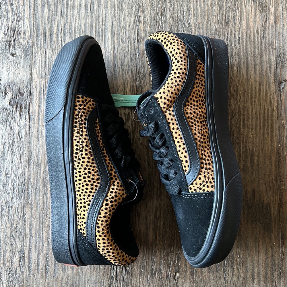 Vans Old Skool Comfycush. Mini Cheetah print. Black & camel tan. Women’s 6. NIB - Picture 5 of 16
